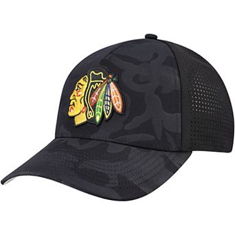Men's American Needle Black Chicago Blackhawks Valin Camo Super Tech Vented Adjustable Hat