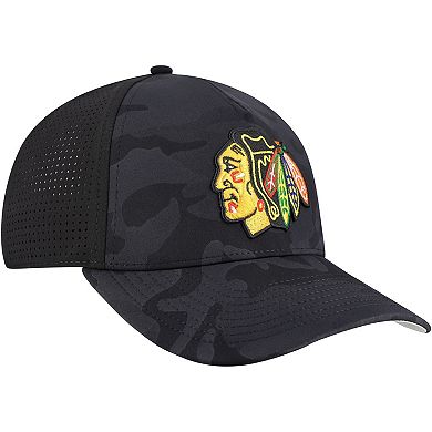 Men's American Needle Black Chicago Blackhawks Valin Camo Super Tech Vented Adjustable Hat