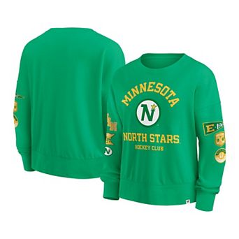 Women's Fanatics Kelly Green Minnesota North Stars Oversized Vintage Go Team Pullover Sweatshirt