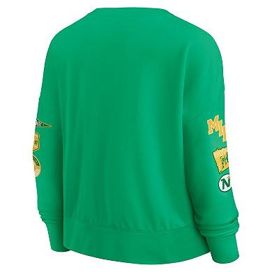 Women's Fanatics Kelly Green Minnesota North Stars Oversized Vintage Go Team Pullover Sweatshirt