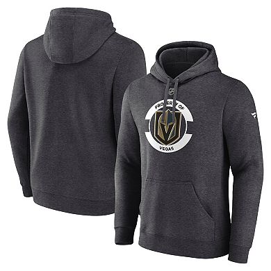 Men's Fanatics Heather Charcoal Vegas Golden Knights Authentic Pro Core Secondary Fleece Pullover Hoodie