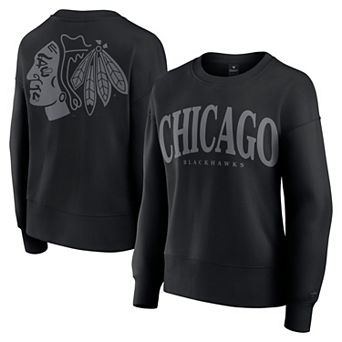 Women's Fanatics Black Chicago Blackhawks Elements Flow Pullover Sweatshirt