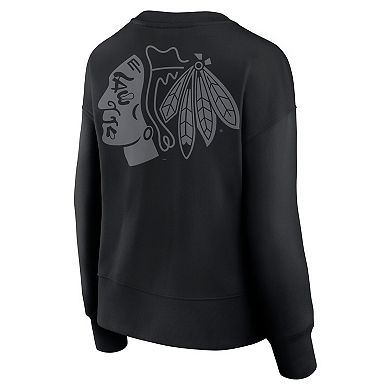 Women's Fanatics Black Chicago Blackhawks Elements Flow Pullover Sweatshirt