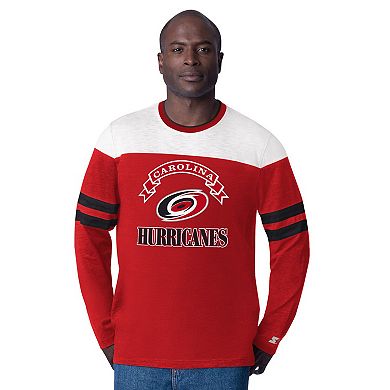Men's Starter Red Carolina Hurricanes Blitz Durene Long Sleeve T-Shirt