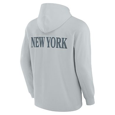 Men's Fanatics Gray New York Jets Elements Blaze Tri-Blend Long Sleeve Hoodie T-Shirt