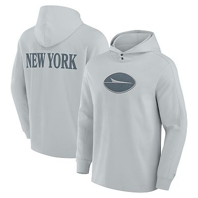 Men's Fanatics Gray New York Jets Elements Blaze Tri-Blend Long Sleeve Hoodie T-Shirt