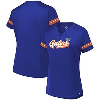 Women's Fanatics Royal Florida Gators Plus Size Overtime Readiness Lace-Up T-Shirt