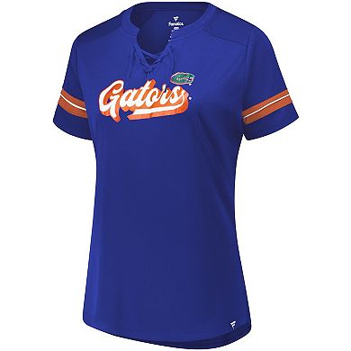 Women's Fanatics Royal Florida Gators Plus Size Overtime Readiness Lace-Up T-Shirt