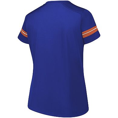Women's Fanatics Royal Florida Gators Plus Size Overtime Readiness Lace-Up T-Shirt