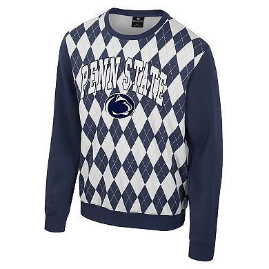 Men's Colosseum Navy Penn State Nittany Lions The Dealio Argyle Pullover Sweatshirt
