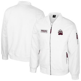 Men's Colosseum White Montana Grizzlies White Rabbit Full-Zip Bomber Jacket