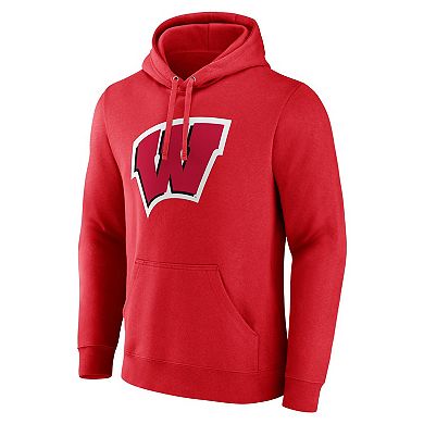 Men's Fanatics Red Wisconsin Badgers Fleece Pullover Hoodie