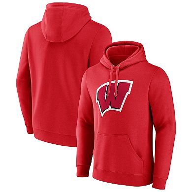 Men's Fanatics Red Wisconsin Badgers Fleece Pullover Hoodie