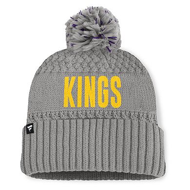 Women's Fanatics Gray Los Angeles Kings Heritage Tilly Cuffed Knit Hat with Pom