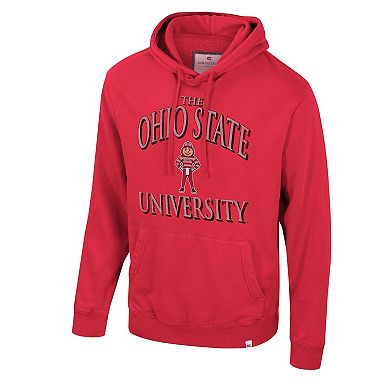 Men's Colosseum Scarlet Ohio State Buckeyes Big & Tall Cap E-Tan Pullover Hoodie