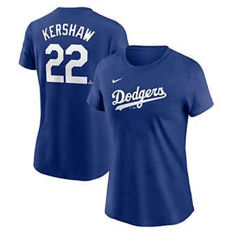 Women's Nike Clayton Kershaw Royal Los Angeles Dodgers Fuse Name & Number T-Shirt