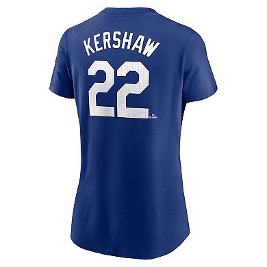 Women's Nike Clayton Kershaw Royal Los Angeles Dodgers Fuse Name & Number T-Shirt