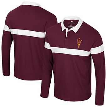 Men's Colosseum Maroon Arizona State Sun Devils Too Cool For School Long Sleeve Polo