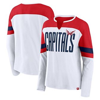 Women's Fanatics White/Red Washington Capitals Frozen Long Sleeve Notch Neck T-Shirt