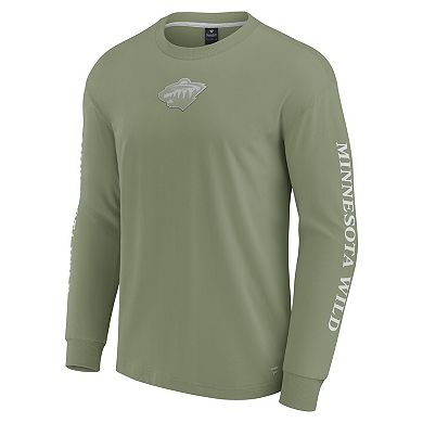 Men's Fanatics Olive Minnesota Wild Elements Strive Long Sleeve T-Shirt