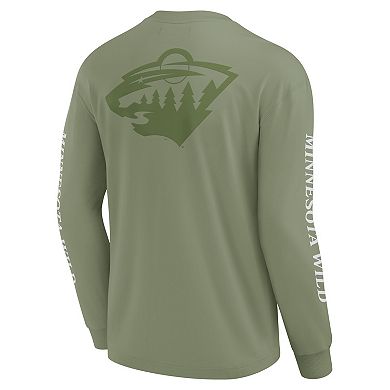 Men's Fanatics Olive Minnesota Wild Elements Strive Long Sleeve T-Shirt