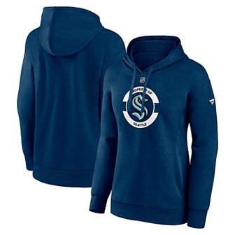 Women's Fanatics Navy Seattle Kraken Authentic Pro Core Secondary Fleece Pullover Hoodie