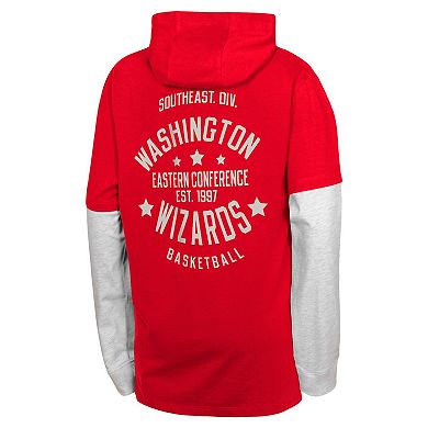 Youth Red Washington Wizards Small Ball Long Sleeve Hoodie T-Shirt