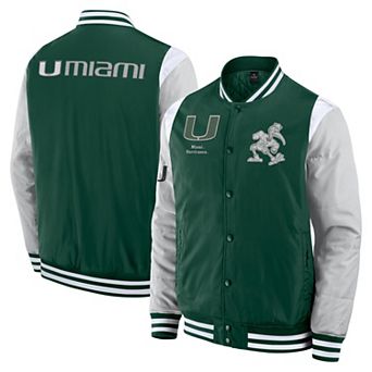Men's Fanatics Green Miami Hurricanes Elements Elite Full-Snap Jacket