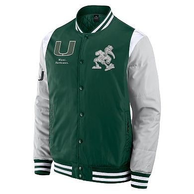 Men's Fanatics Green Miami Hurricanes Elements Elite Full-Snap Jacket