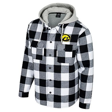 Men's Colosseum Black/White Iowa Hawkeyes Buffalo Plaid Full-Zip Jacket