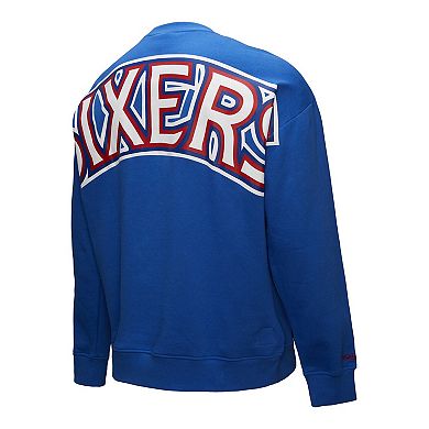 Men's Mitchell & Ness Royal Philadelphia 76ers Hardwood Classics There & Back 2.0 Vintage Pullover Sweatshirt