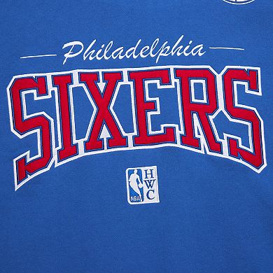 Men's Mitchell & Ness Royal Philadelphia 76ers Hardwood Classics There & Back 2.0 Vintage Pullover Sweatshirt