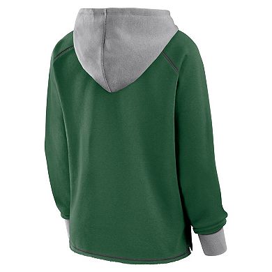 Women's Green New York Jets Boom Fleece Pullover V-Neck Hoodie
