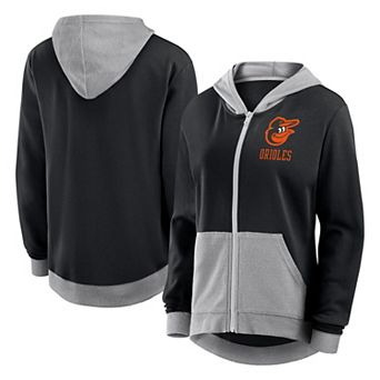Women's Fanatics Black Baltimore Orioles Hit It French Terry Full-Zip Hoodie