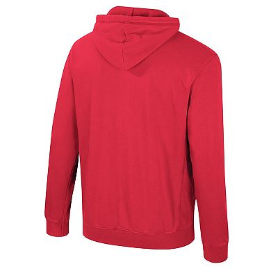 Men's Colosseum Red Wisconsin Badgers Big & Tall Cap E-Tan Pullover Hoodie