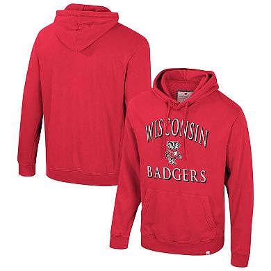 Men's Colosseum Red Wisconsin Badgers Big & Tall Cap E-Tan Pullover Hoodie