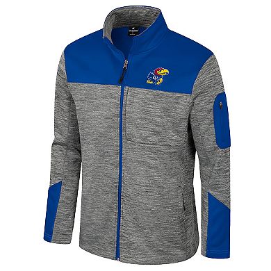 Men's Colosseum Gray/Royal Kansas Jayhawks Guard Full-Zip Jacket