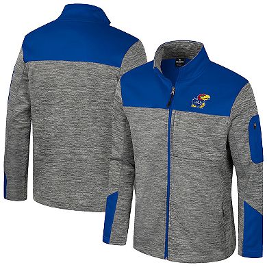 Men's Colosseum Gray/Royal Kansas Jayhawks Guard Full-Zip Jacket