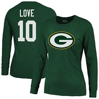 Women's Majestic Threads Jordan Love Green Green Bay Packers Name & Number Long Sleeve T-Shirt