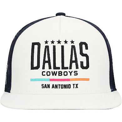 Men's HOOey White/Navy Dallas Cowboys San Antonio Trucker Snapback Hat