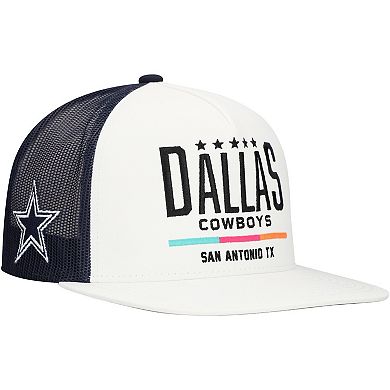 Men's HOOey White/Navy Dallas Cowboys San Antonio Trucker Snapback Hat