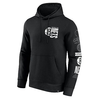 Men's Fanatics Black Brooklyn Nets Game Time Crossover Pullover Hoodie