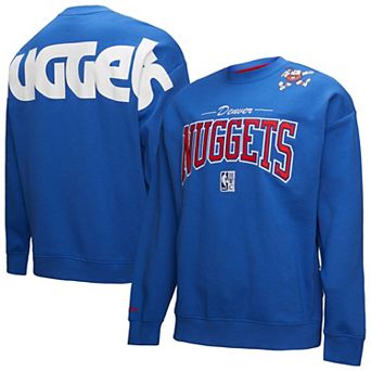 Men's Mitchell & Ness Royal Denver Nuggets Hardwood Classics There & Back 2.0 Vintage Pullover Sweatshirt