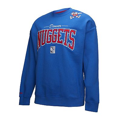 Men's Mitchell & Ness Royal Denver Nuggets Hardwood Classics There & Back 2.0 Vintage Pullover Sweatshirt