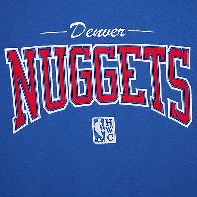 Men's Mitchell & Ness Royal Denver Nuggets Hardwood Classics There & Back 2.0 Vintage Pullover Sweatshirt