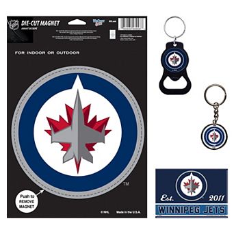 WinCraft Winnipeg Jets 4-Pack Key Rings and Magnets Set