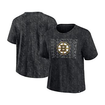Women's Fanatics Black Boston Bruins Faded Wash T-Shirt