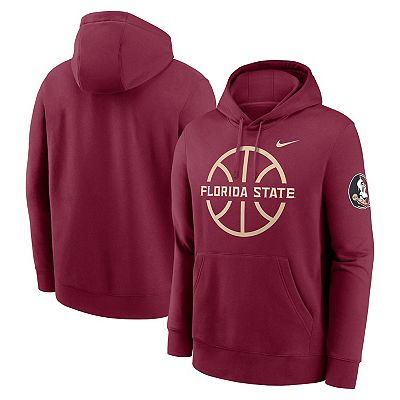 Men s Nike Garnet Florida State Seminoles Basketball Icon Club Fleece Pullover Hoodie