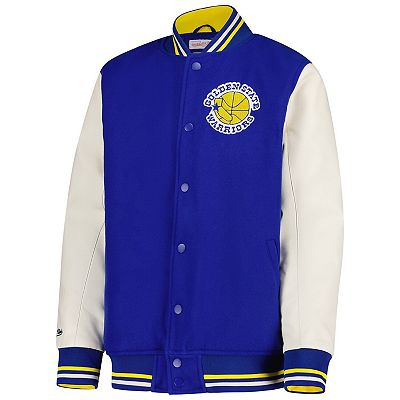 Youth Mitchell Ness Royal Golden State Warriors Varsity Team Full Snap Jacket