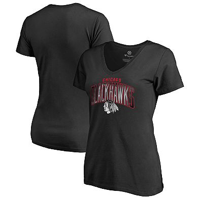 Women's Black Chicago Blackhawks Arch Smoke V-Neck T-Shirt